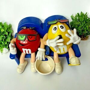 Vintage M&M’s Candy Dispenser – Red & Yellow Characters in Theater Seats with 3D